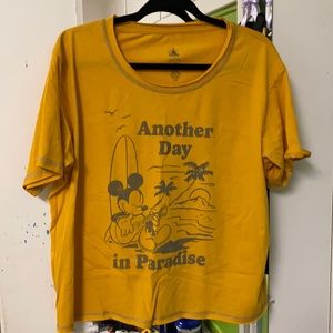 Mickey Mouse Hawaii style shirt yellow women’s Large